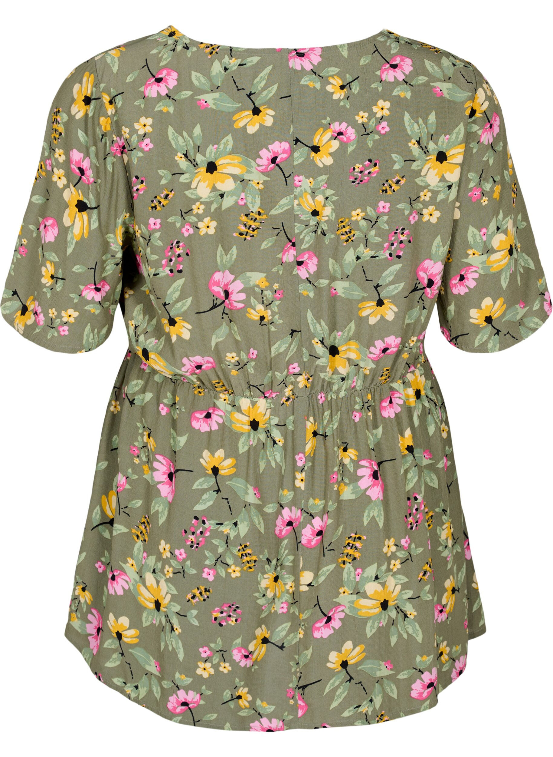Zizzi Schwangerschaftsbluse mit Blumenmuster aus Viskose, Green Flower Print, Packshot image number 1