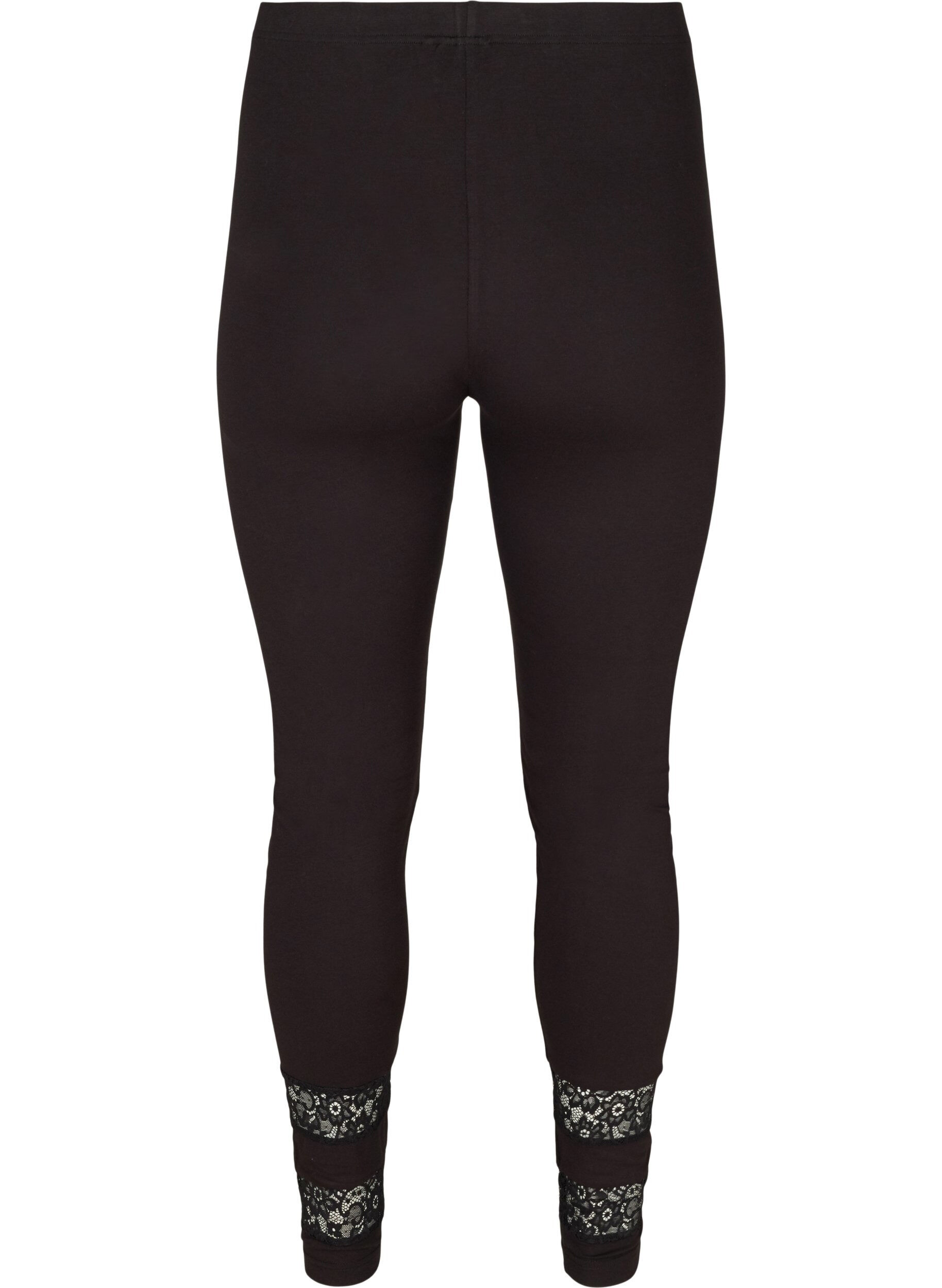 Zizzi Legging en viscose avec longueur 3/4 et dentelle, Black, Packshot image number 1