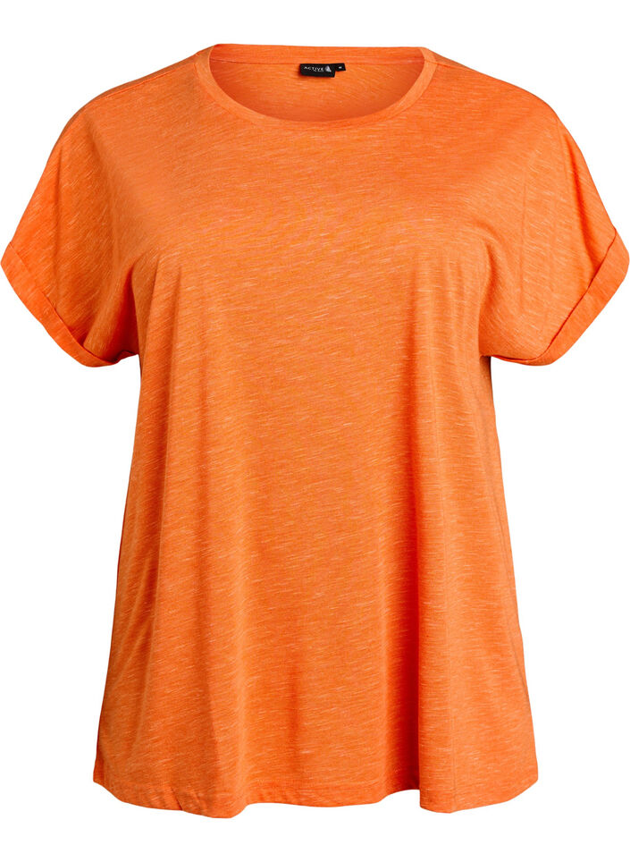 Lockeres Trainingstop mit kurzen &Auml;rmeln, Orange, Packshot image number 0