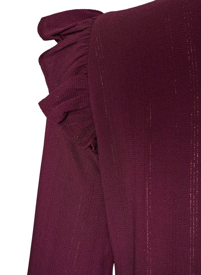 Robe courte &agrave; volants et paillettes, Bordeaux, Packshot image number 3