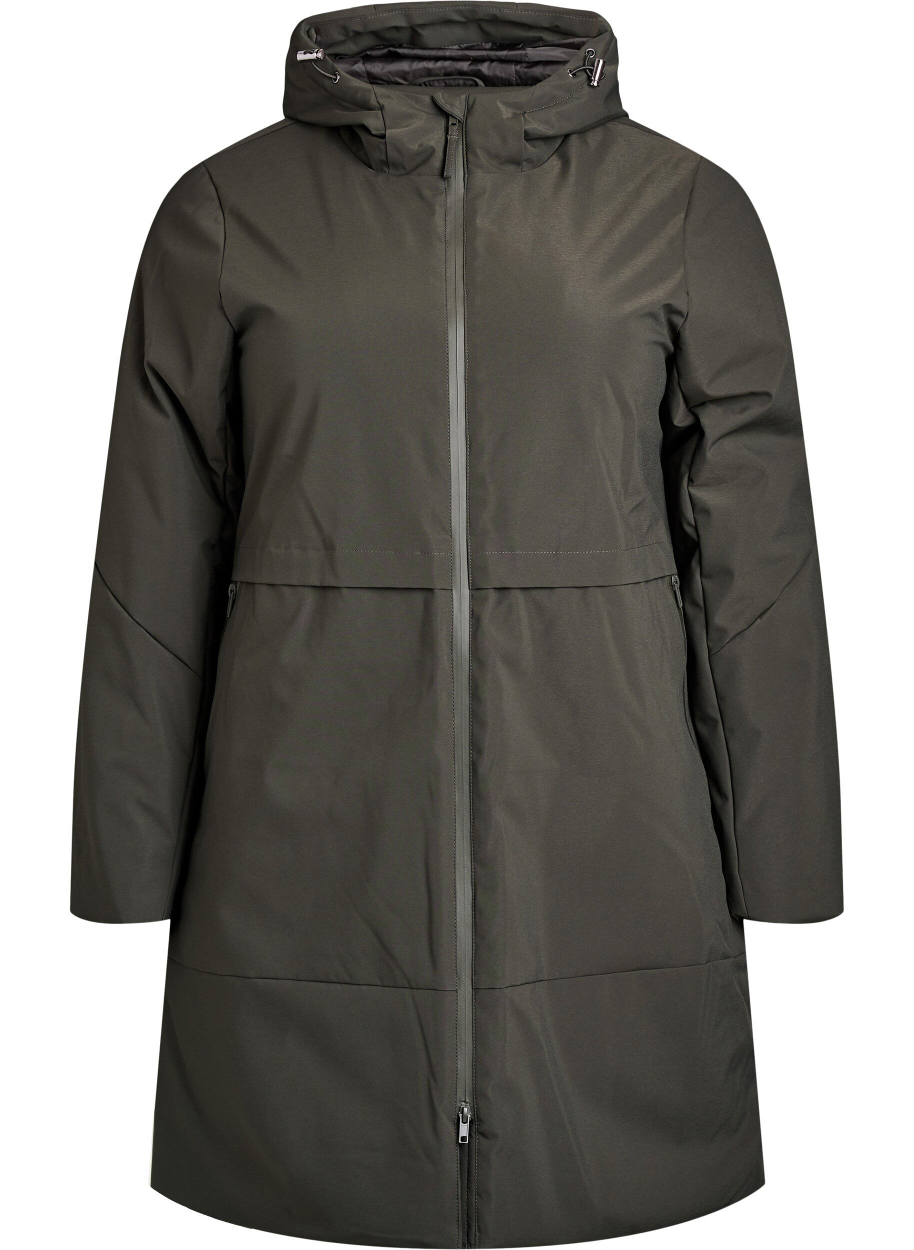 Zizzi Winterjacke mit verstellbarer Taille, Gr&uuml;n, Packshot image number 0