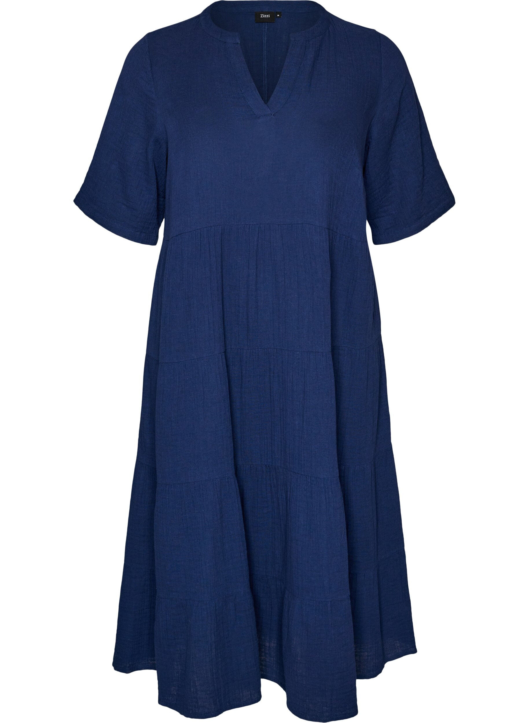 Robe midi coupe &eacute;vas&eacute;e en mousseline de coton