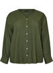 Blouse en lin et viscose avec col en V, Vert, Packshot image number 0