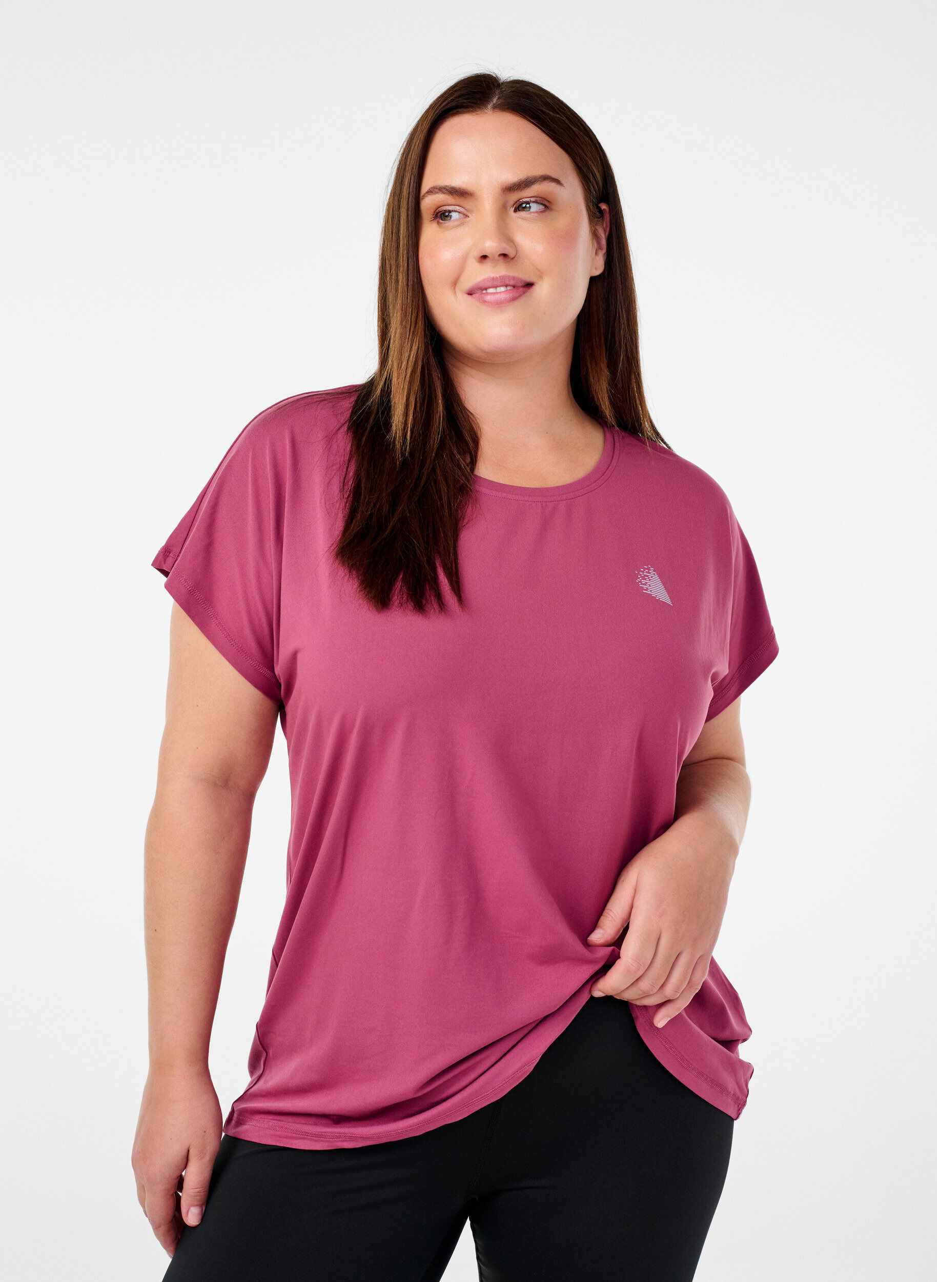 Zizzi Einfarbiges Trainings-T-Shirt, Rot, Model image number 0