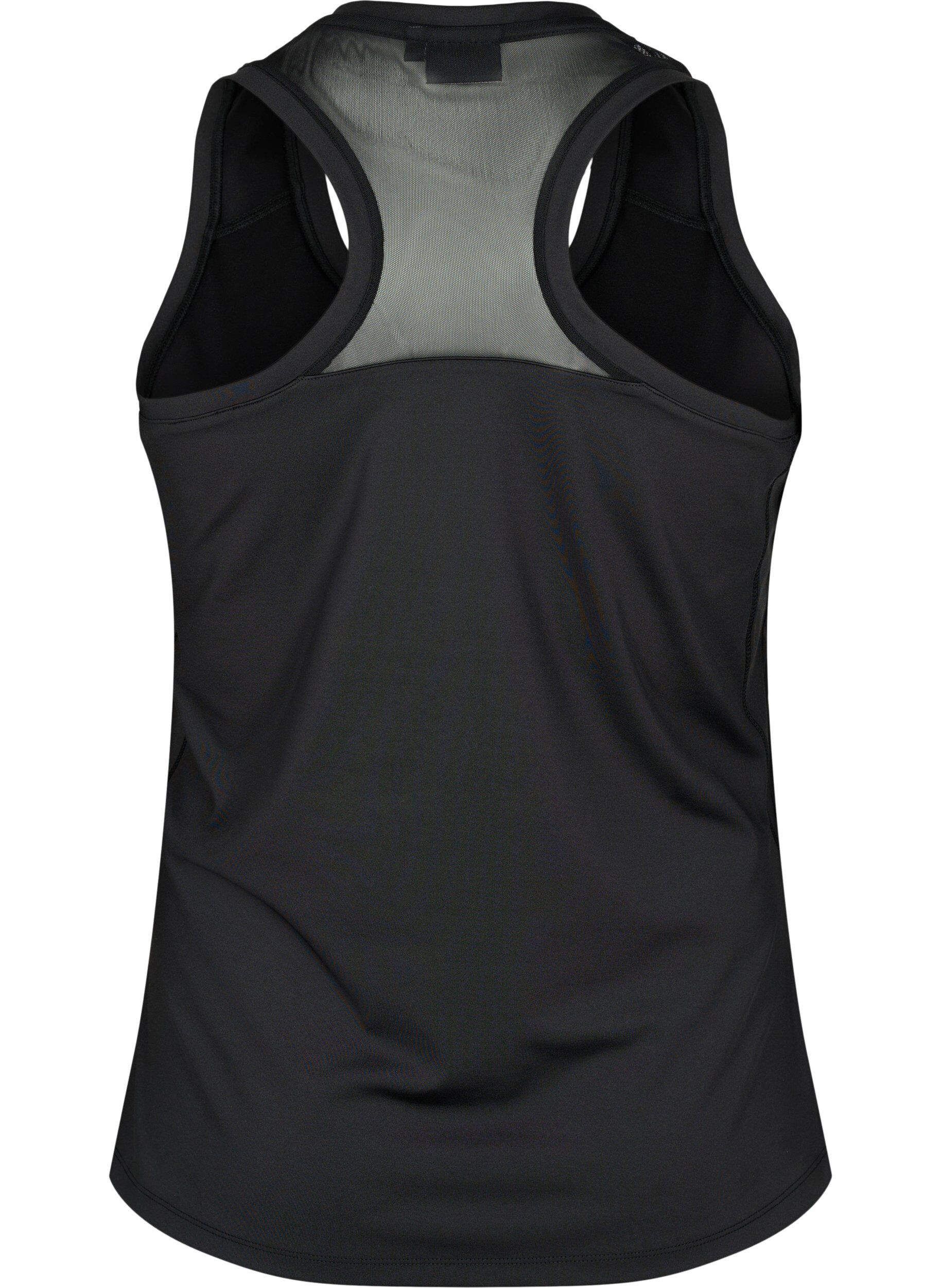 Zizzi Trainingstop mit Racerback und Mesh, Black, Packshot image number 1