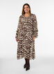 Robe midi avec volants et col en V, Marron, Model image number 0