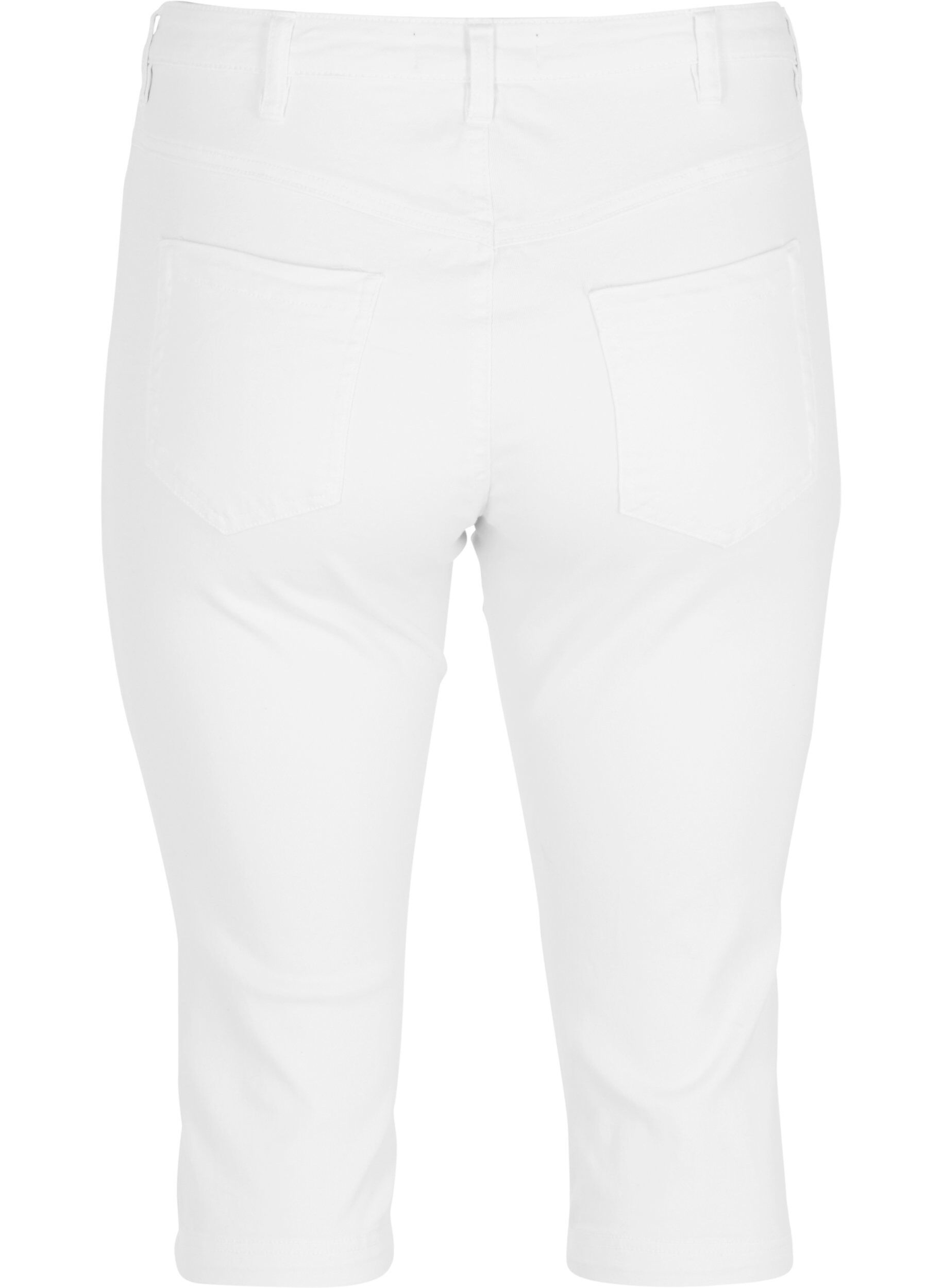 Zizzi Jean capri Amy &agrave; taille haute et coupe super slim, Blanc, Packshot image number 1
