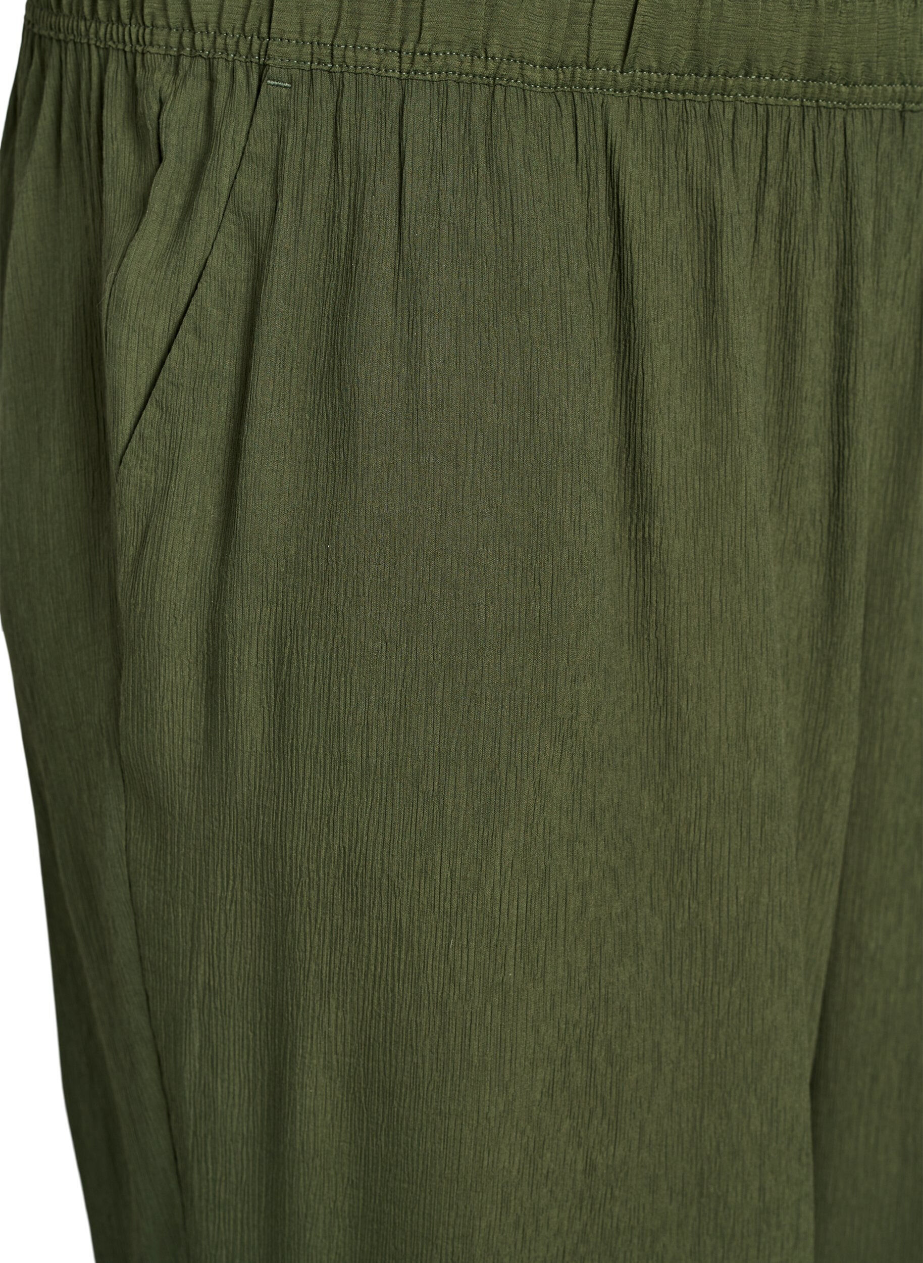 Zizzi Pantalon taille haute en viscose avec poches, Vert fonc&eacute;, Packshot image number 2