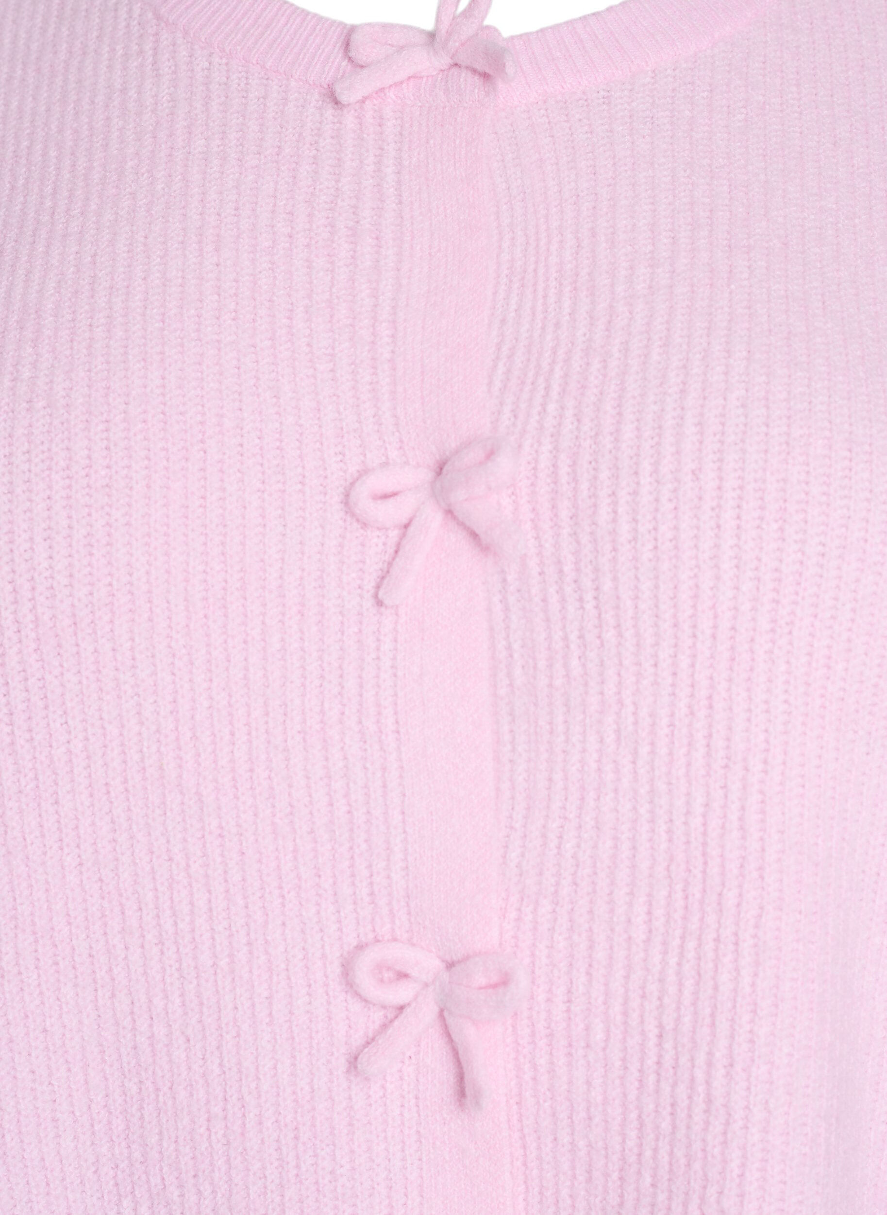 Zizzi Kurz&auml;rmelige Strickjacke mit Schleifen, Pink, Packshot image number 2