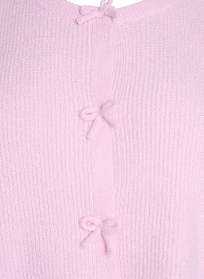 Kurz&auml;rmelige Strickjacke mit Schleifen, Pink, Packshot image number 2