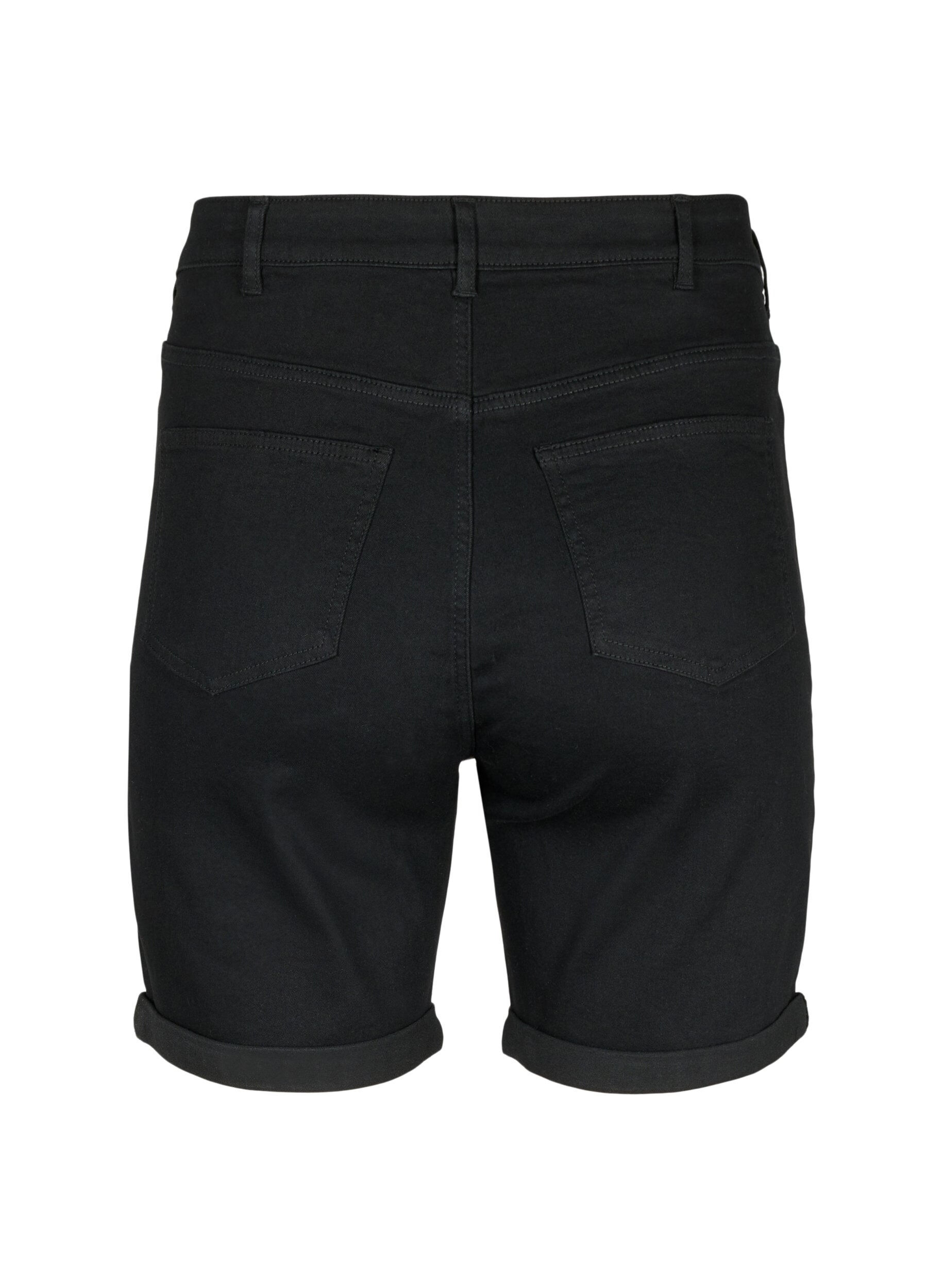 Zizzi  Shorts en jean moulants &agrave; taille haute, Black, Packshot image number 1