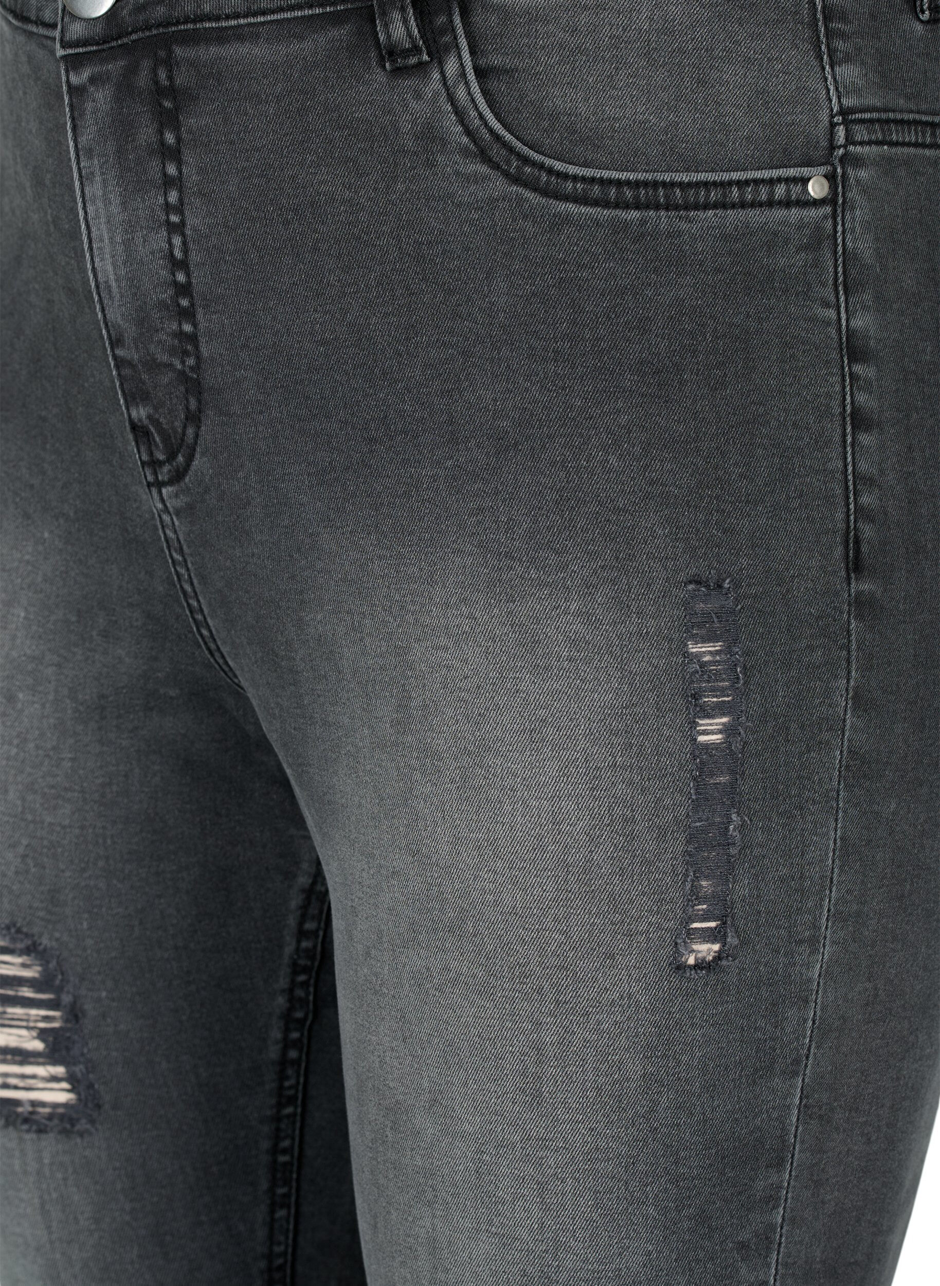 Zizzi Jeans moulants avec d&eacute;tails d'usure, Grey Denim, Packshot image number 2