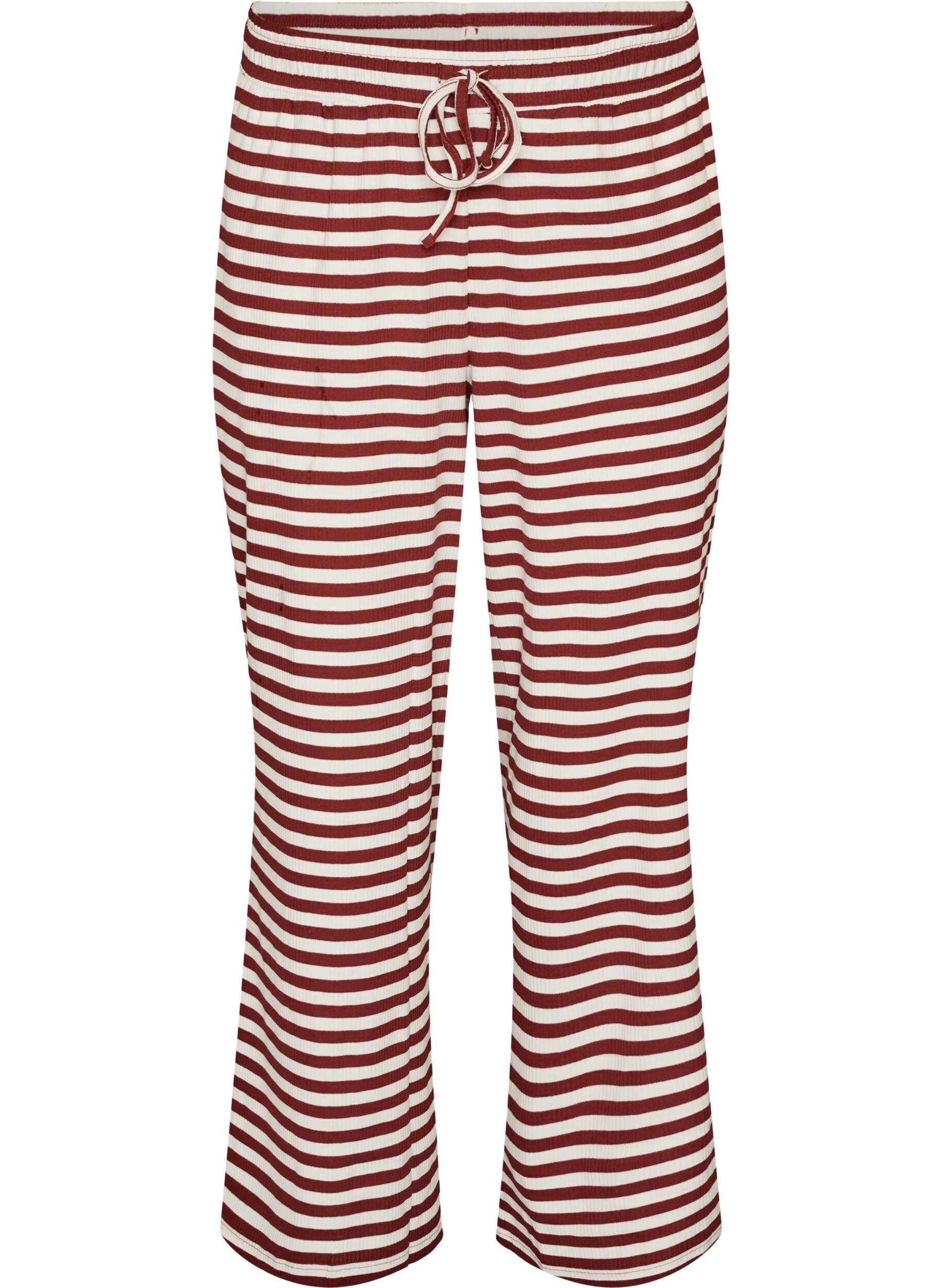 Gestreifte Schlafanzughose mit hoher Taille und weiten Beinen