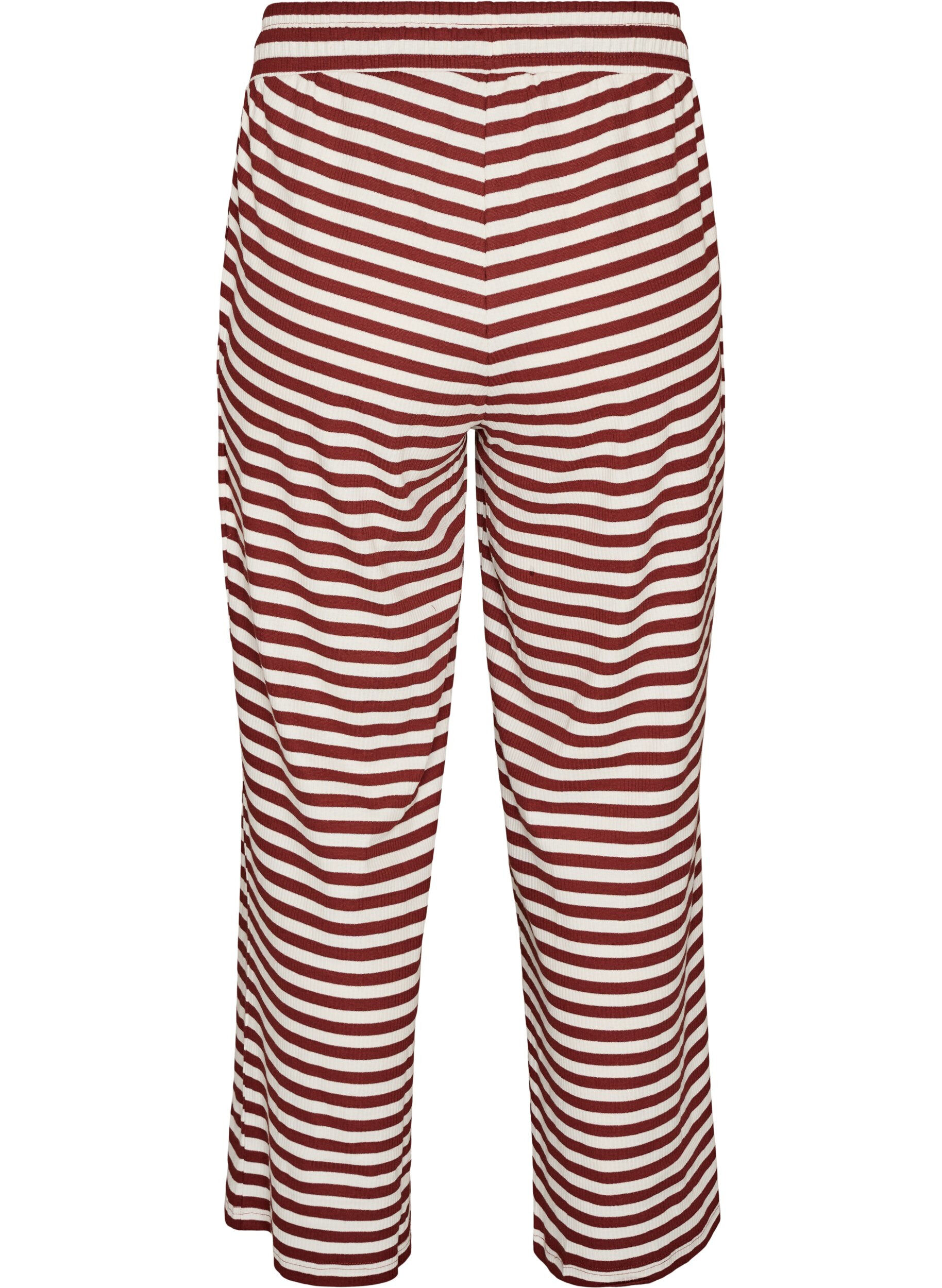 ZizziGestreifte Schlafanzughose mit hoher Taille und weiten Beinen, Rot, Packshot image number 1