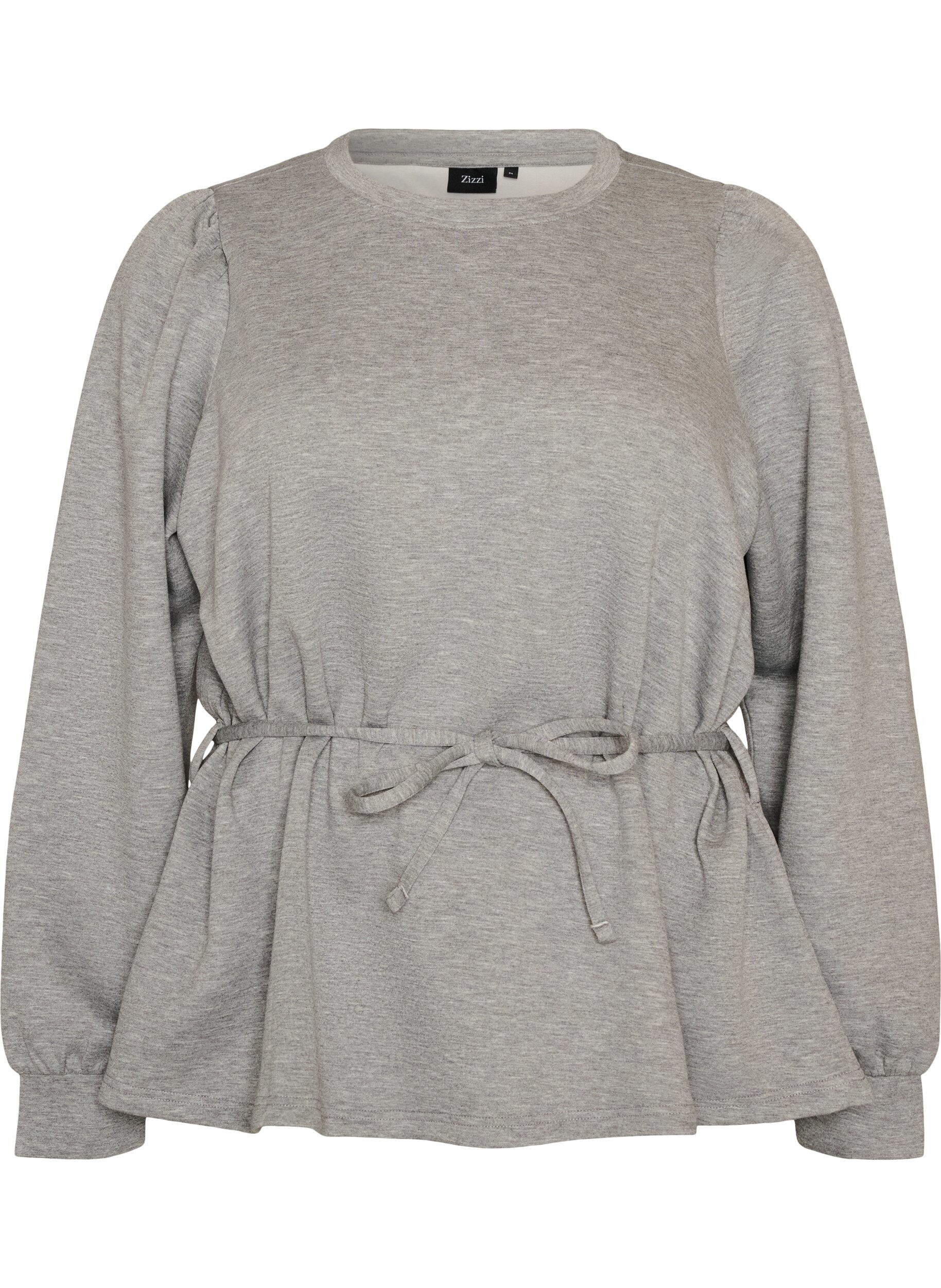 ZizziBluse mit Bindeband und Puff&auml;rmeln, Grau, Packshot image number 0