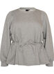 Bluse mit Bindeband und Puff&auml;rmeln, Grau, Packshot image number 0
