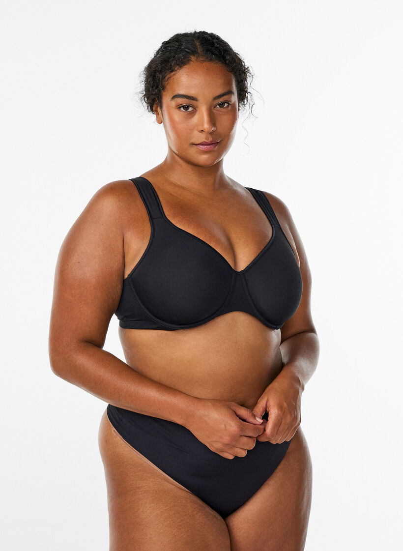 Soutien-gorge minimiseur avec bretelles rembourr&eacute;es, Noir, Model image number 1