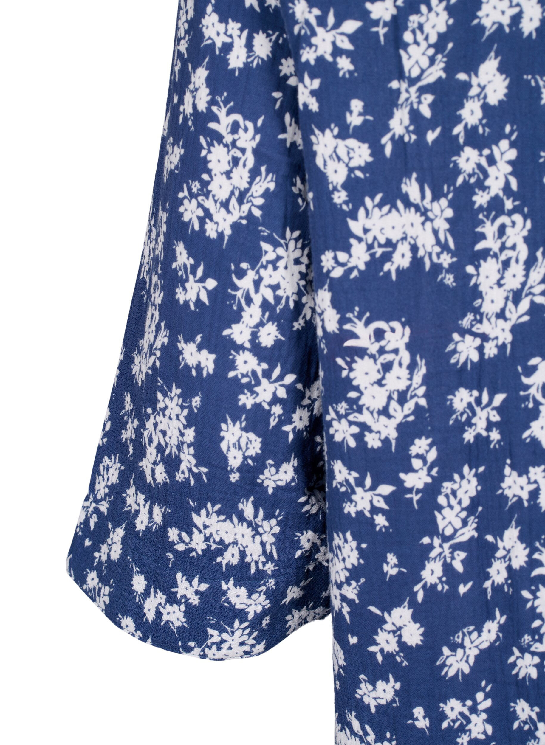Zizzi Chemise de nuit florale &agrave; manches 3/4, V. Indigo Flower AOP, Packshot image number 3