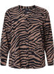 Chemise à col en V avec imprimé zèbre, Black/Brown Zebra, Packshot image number 0