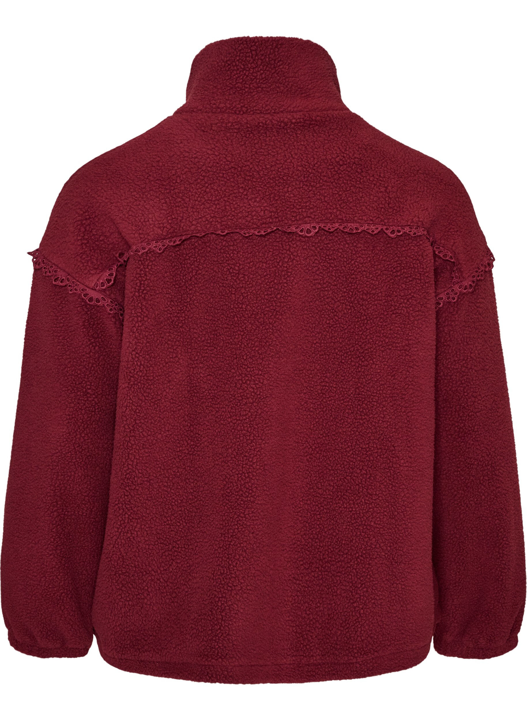 ZizziVeste teddy avec finitions en broderie anglaise et col montant, Bordeaux, Packshot image number 1