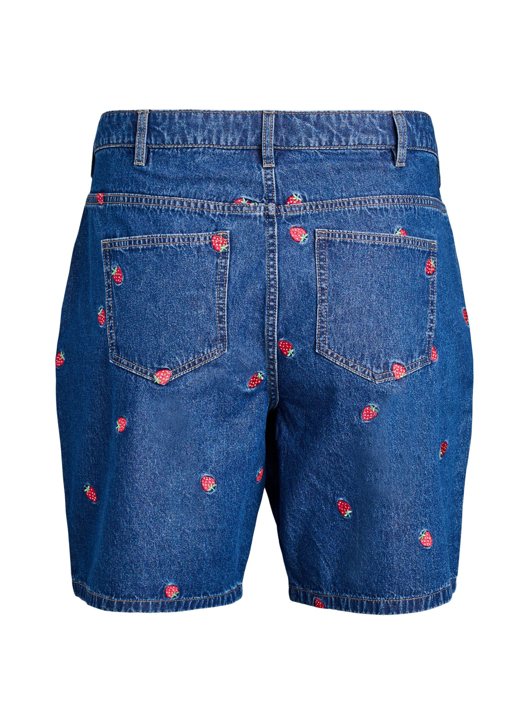 Zizzi Short en jean brod&eacute;, Bleu, Packshot image number 1