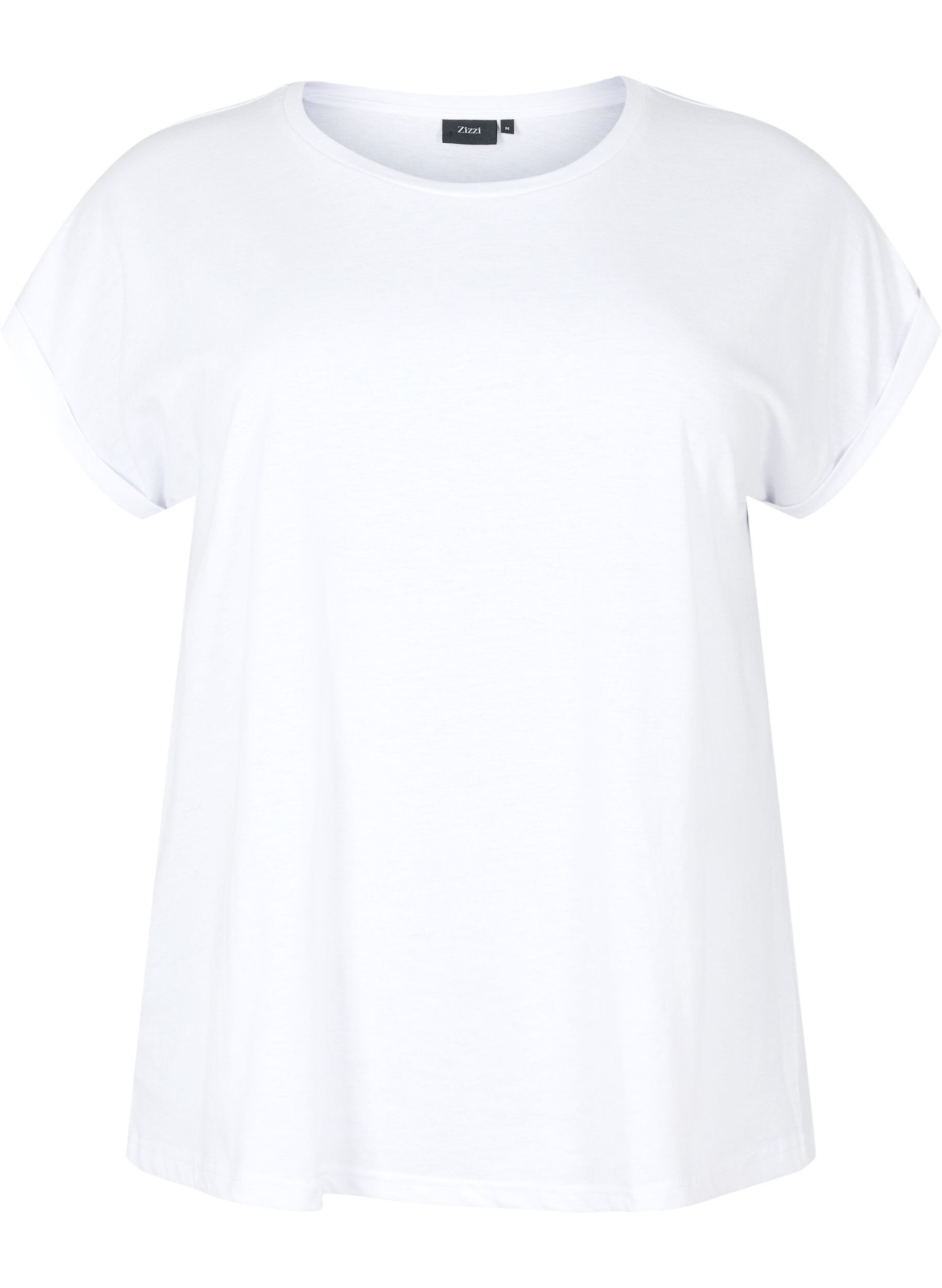 ZizziKurz&auml;rmeliges T-Shirt aus einer Baumwollmischung, Wei&szlig;, Packshot image number 0
