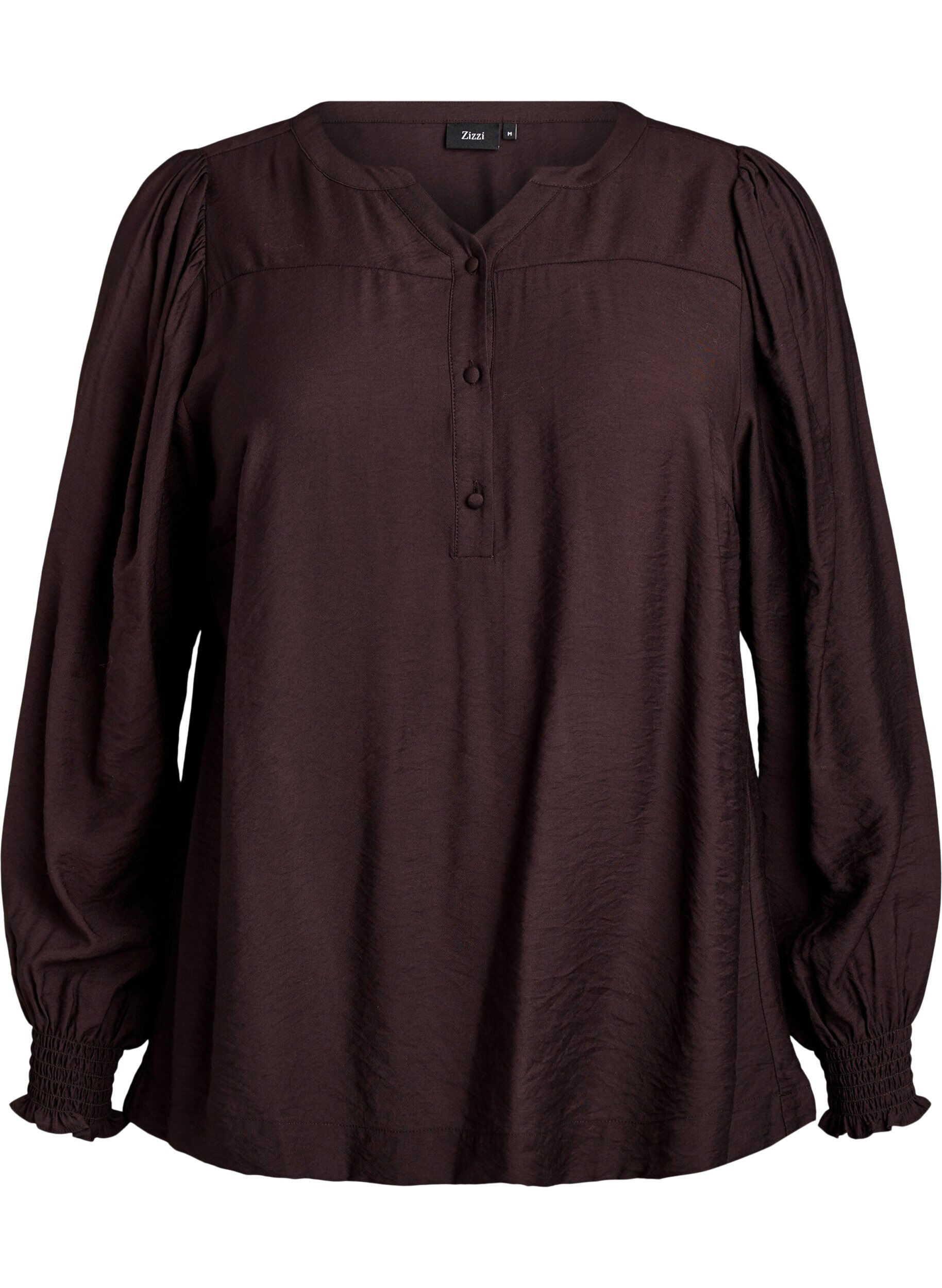 Blouse en viscose avec smock et d&eacute;tails fronc&eacute;s