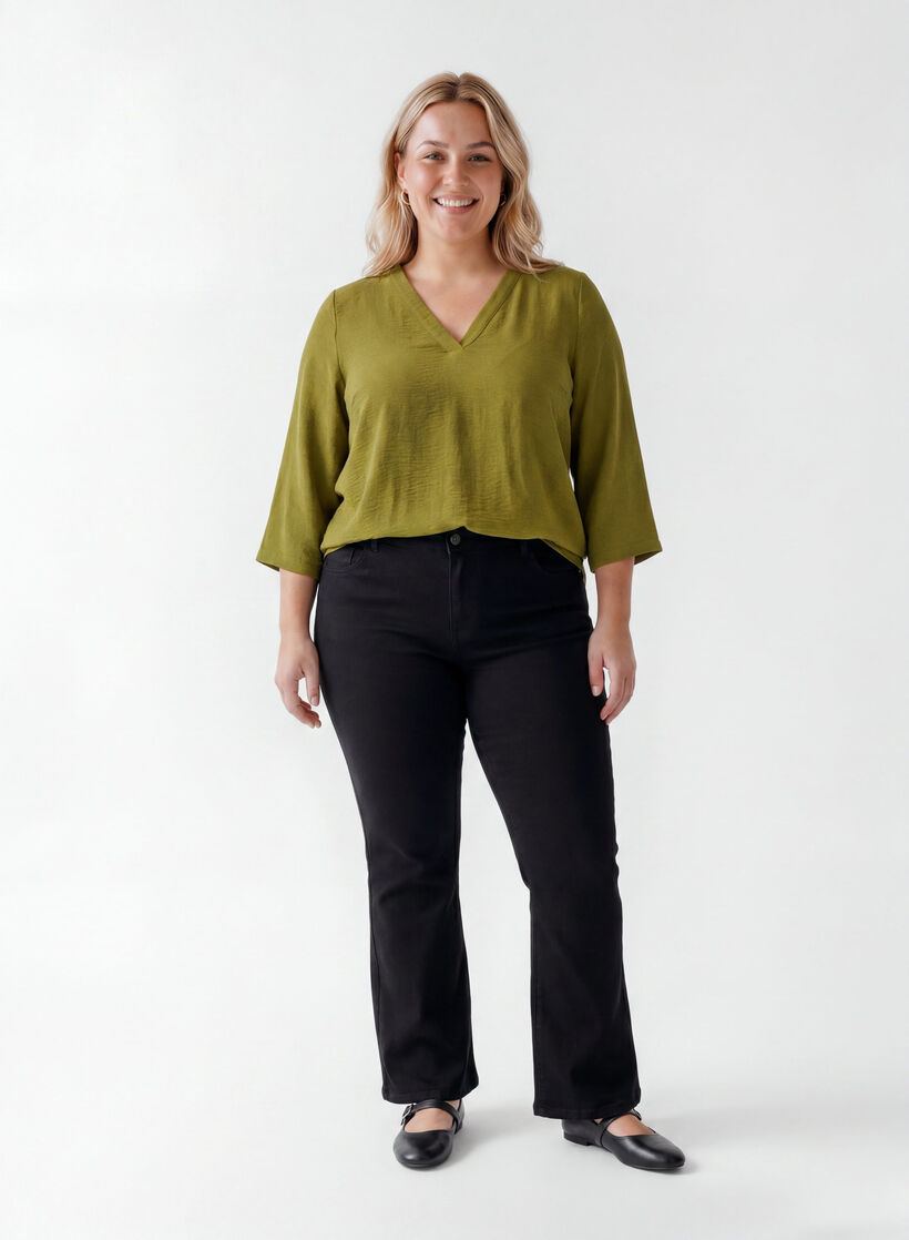 Bluse mit 3/4-&Auml;rmeln, Gr&uuml;n, Model image number 1