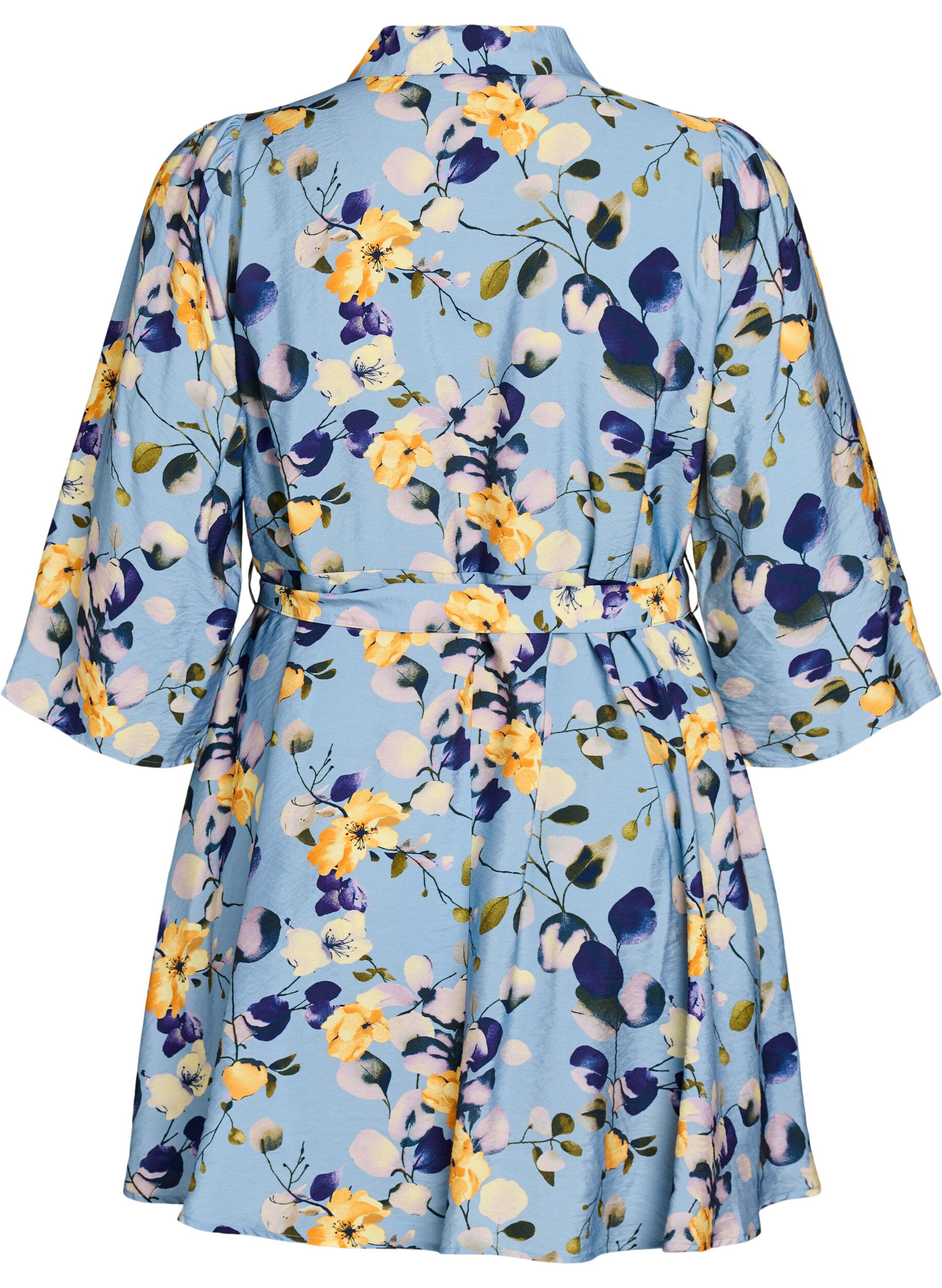 Zizzi Gemusterte Tunika mit Bindeg&uuml;rtel und 3/4-&Auml;rmeln, , Packshot image number 1