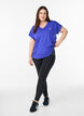 Kurzarm Trainingsshirt mit V-Ausschnitt, Lila, Model image number 1