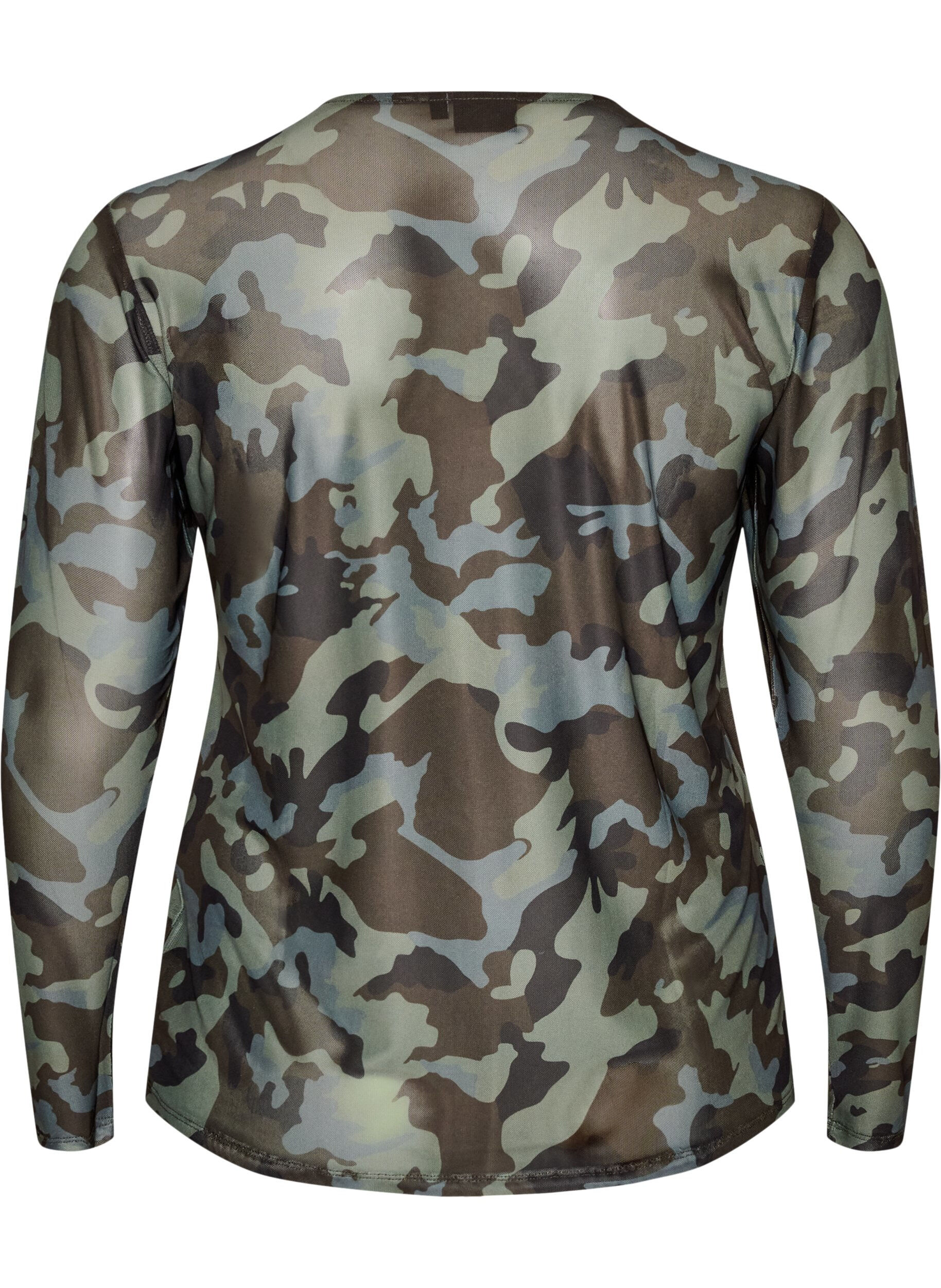 ZizziBluse aus Mesh mit Print, Gr&uuml;n, Packshot image number 1