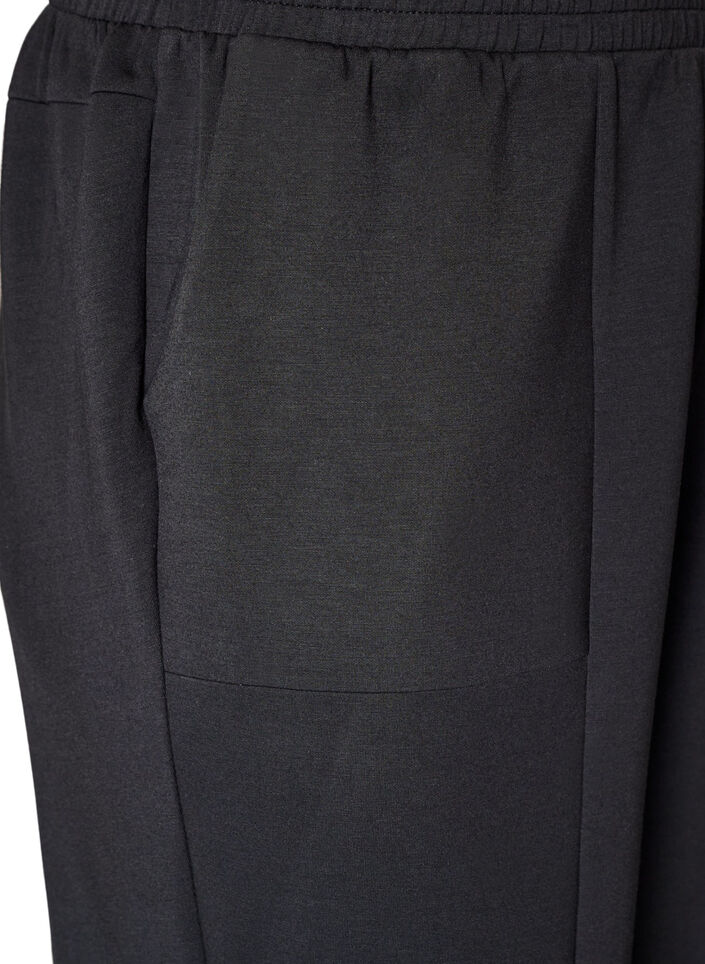 Pantalon ample en jersey taille haute avec poches, Noir, Packshot image number 2