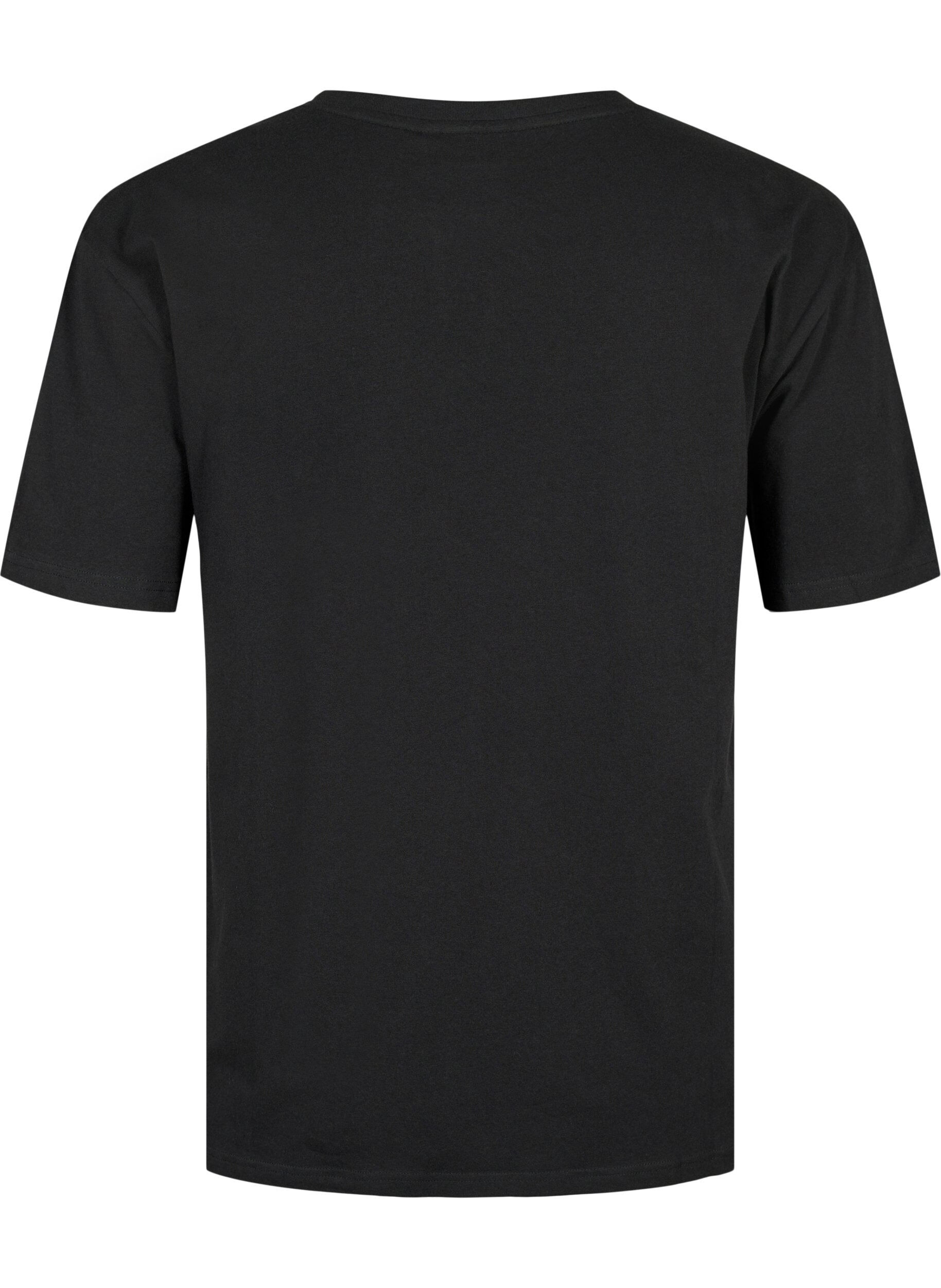 Zizzi T-Shirt aus Bio-Baumwolle mit Schmucksteinen, Black, Packshot image number 1
