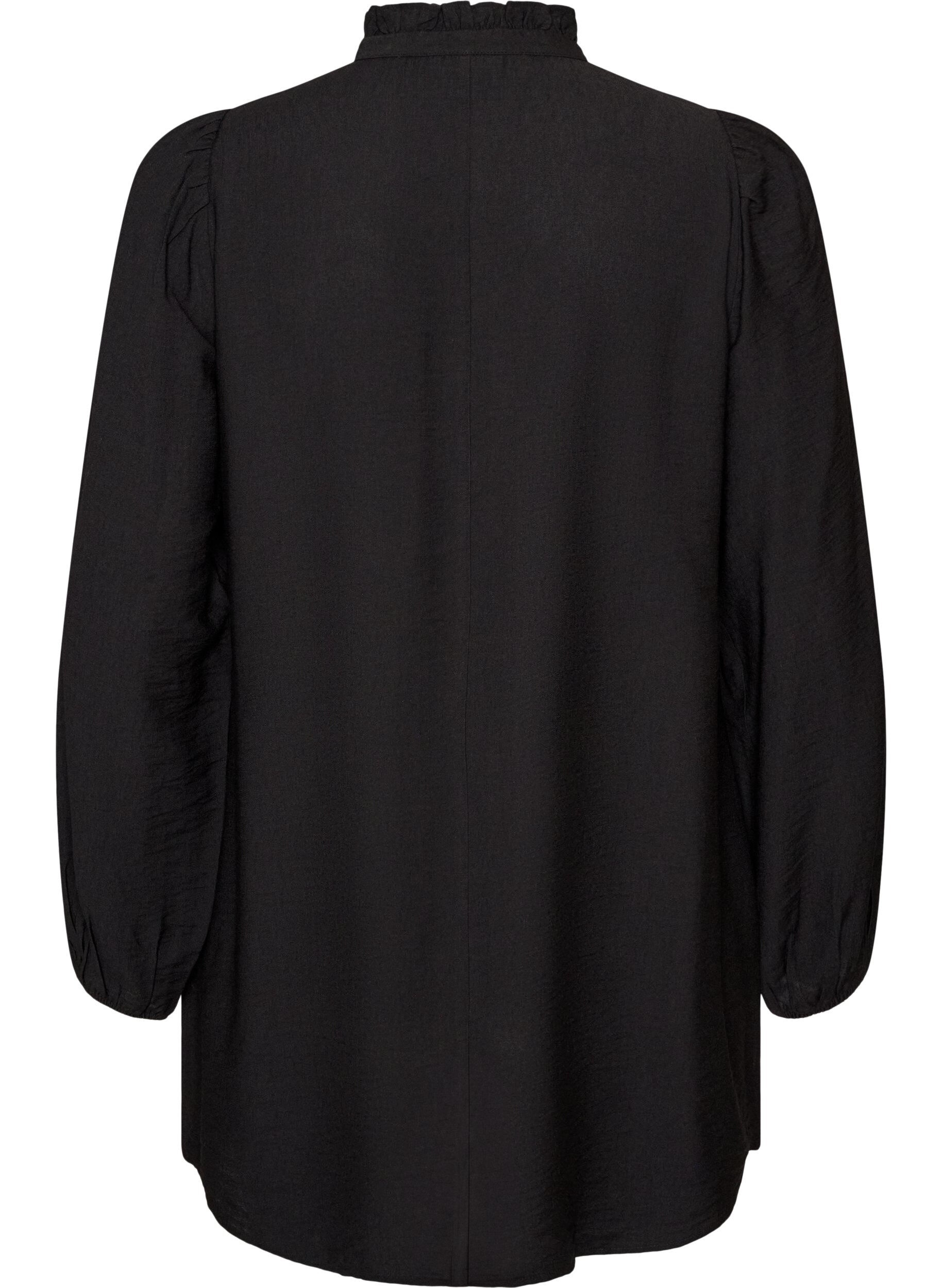 ZizziTunique en viscose avec volants et boutons, Noir, Packshot image number 1