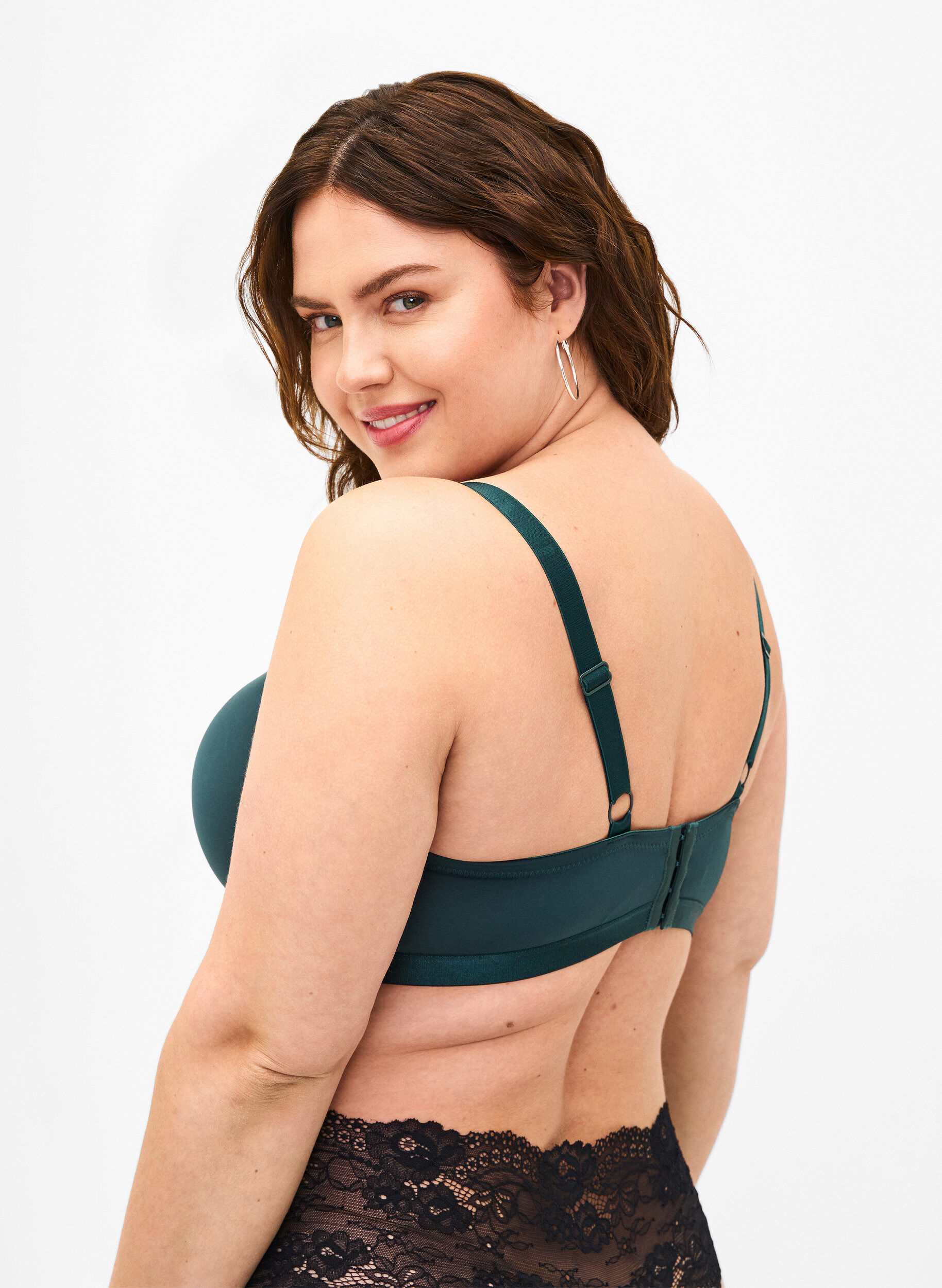 Zizzi Soutien-gorge moul&eacute; en tulle, Vert fonc&eacute;, Model image number 1
