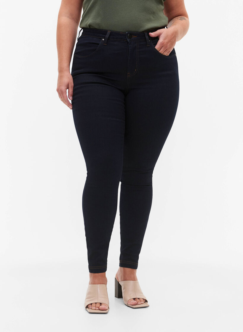 Jean Amy super slim &agrave; taille haute, Tobacco Un, Model image number 2