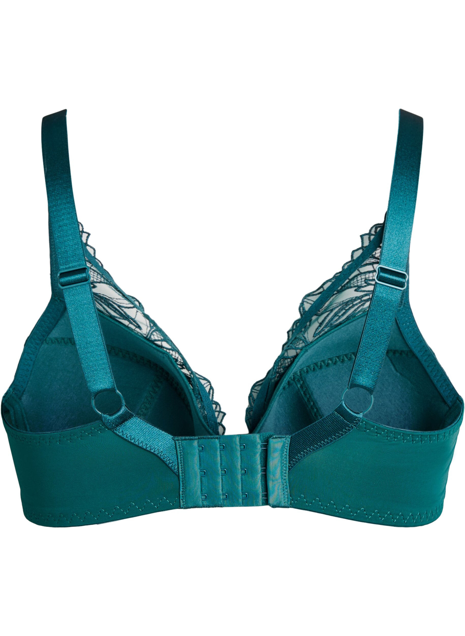 Zizzi Soutien-gorge rembourr&eacute; en dentelle avec armatures, Vert fonc&eacute;, Packshot image number 1