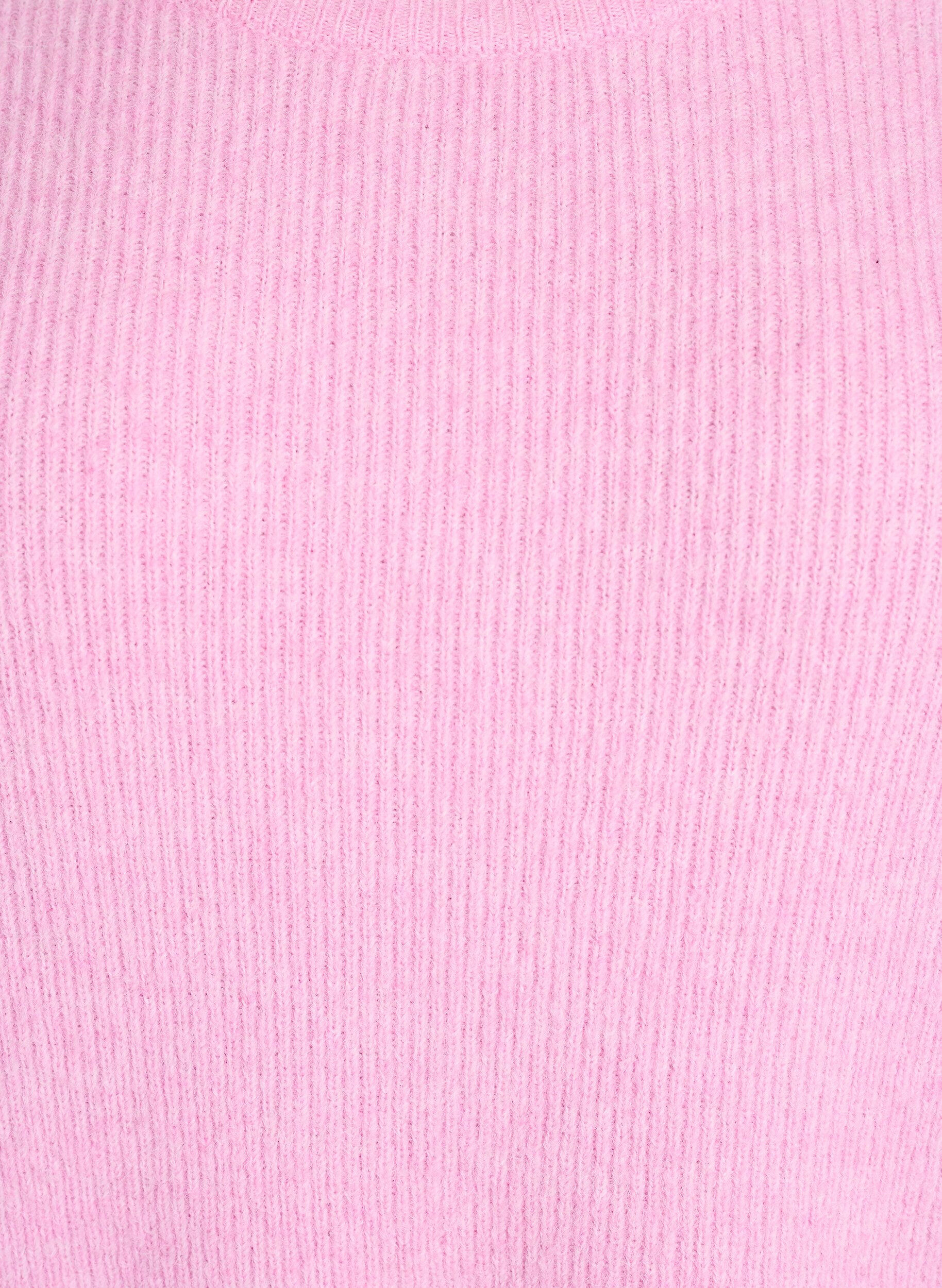 Zizzi Melierte Strickbluse mit Rundhalsausschnitt, Pink, Packshot image number 2