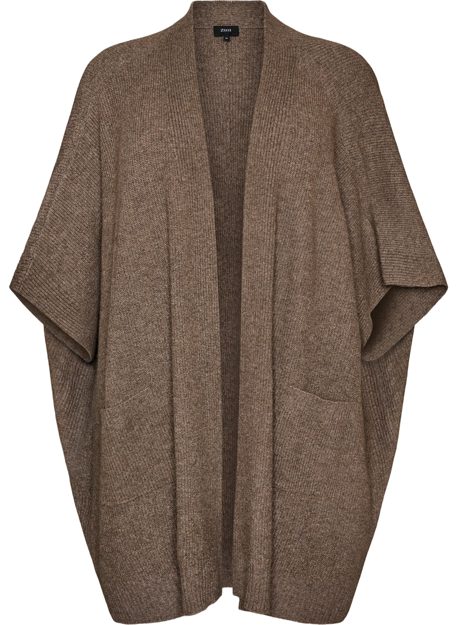 ZizziCardigan ouvert sur le devant &agrave; manches larges, Marron, Packshot image number 0