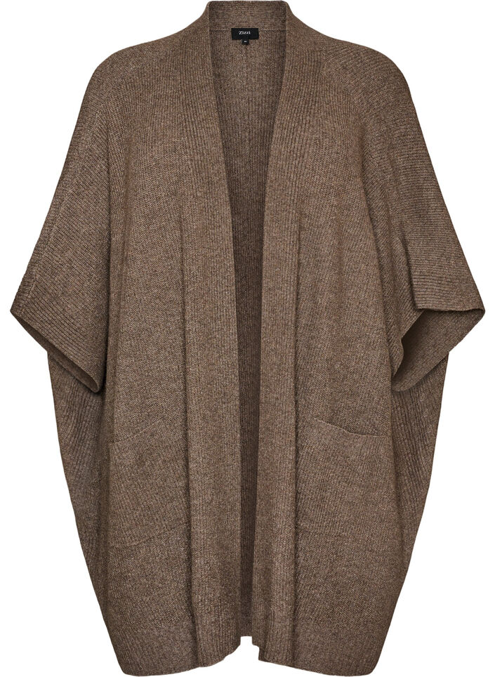 Cardigan ouvert sur le devant &agrave; manches larges, Marron, Packshot image number 0
