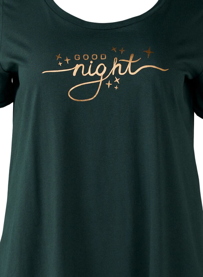 Chemise de nuit &agrave; manches courtes en coton biologique, Vert fonc&eacute;, Packshot image number 2