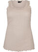 Geripptes Top mit Spitzen, Beige, Packshot image number 0