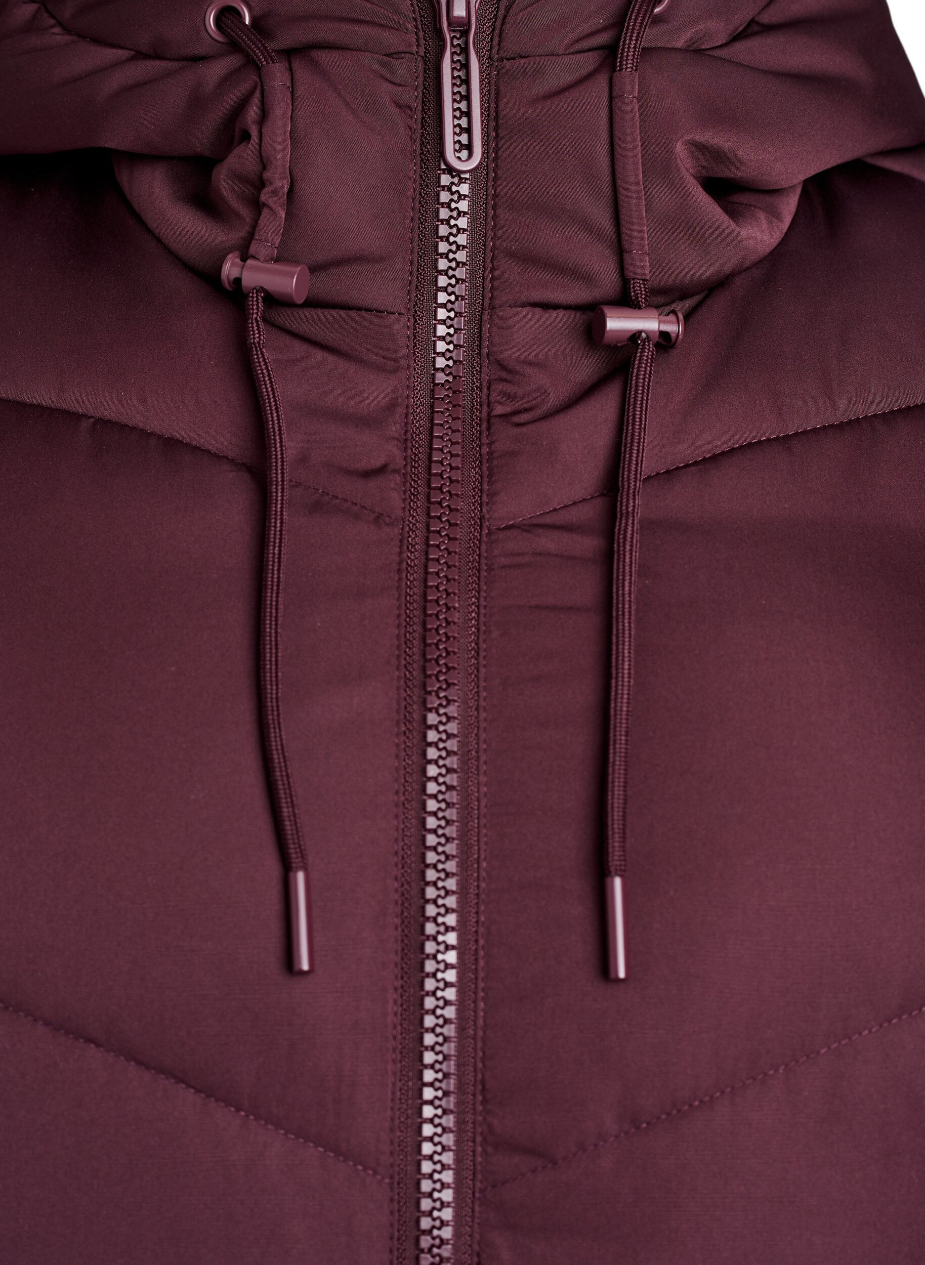 ZizziLanger Puffermantel mit Kapuze und Taschen, Dunkles Bordeaux, Packshot image number 2