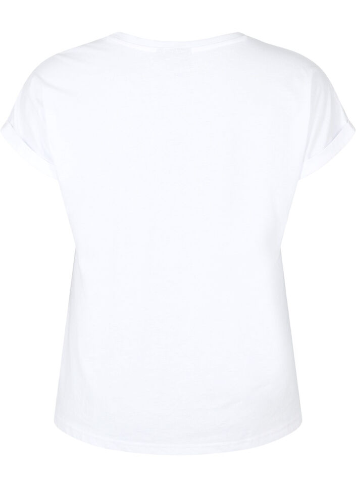 T-shirt &agrave; manches courtes en m&eacute;lange de coton, Blanc, Packshot image number 1