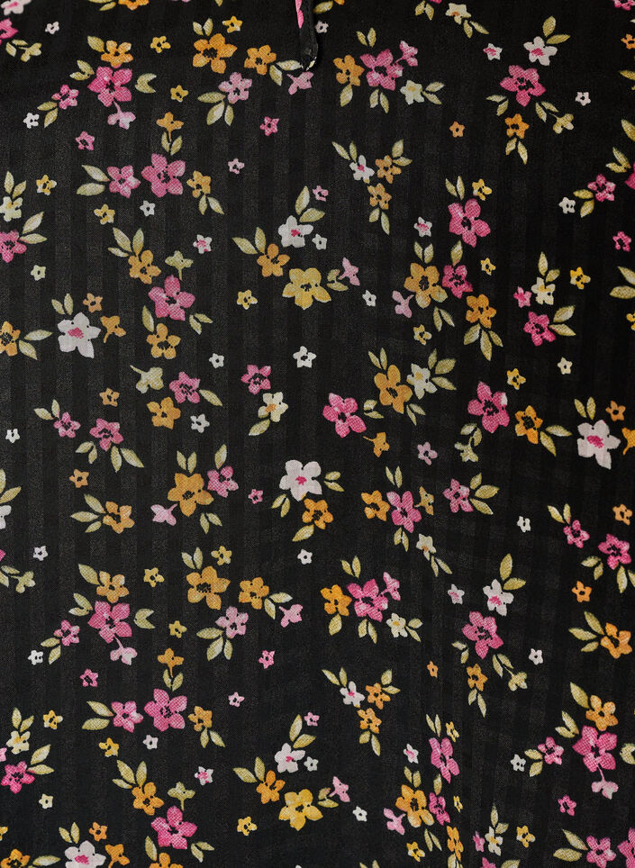 Tunique imprim&eacute;e florale en coupe A, Noir, Packshot image number 2