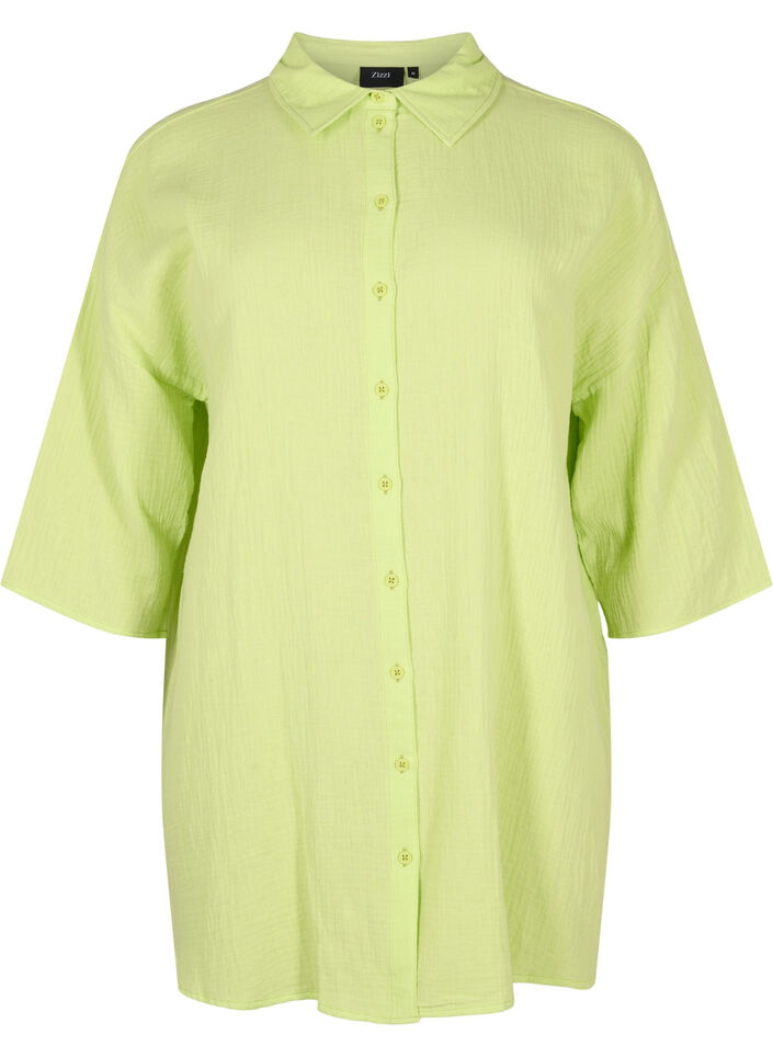 Chemise en coton &agrave; manches mi-longues, Wild Lime, Packshot image number 0