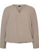Bluse in Ballon-Silhouette mit V-Ausschnitt, Beige, Packshot image number 0