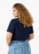 T-shirt basique en coton &agrave; col rond, Bleu, Model image number 2