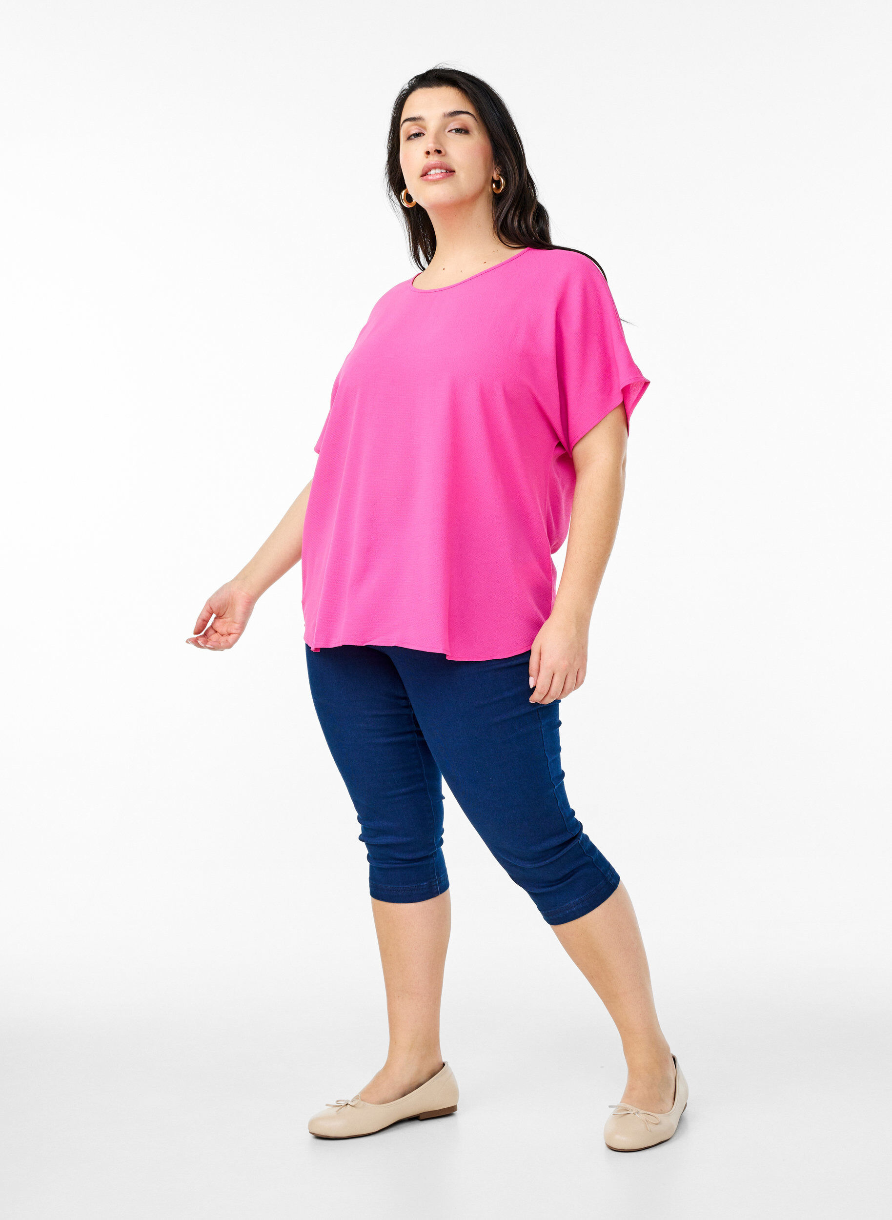 ZizziBluse mit kurzen &Auml;rmeln und Rundhalsausschnitt, Rot, Model image number 1