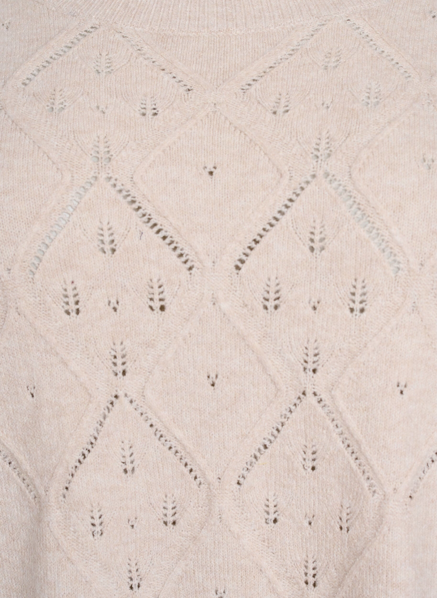 Zizzi Stricktop mit Lochmuster und Ballon&auml;rmeln, Beige, Packshot image number 2